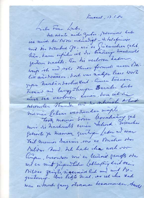 Letter to Luba Eisenscher from R. Rila, Kassel<br><br>